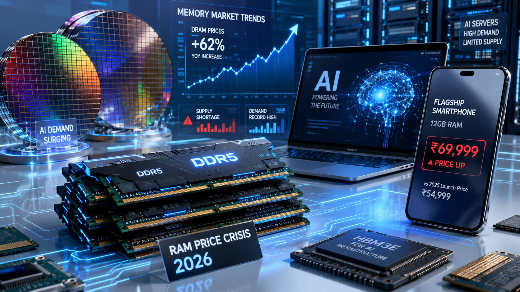 DDR5 RAM price crisis in 2026 increasing smartphone and laptop prices