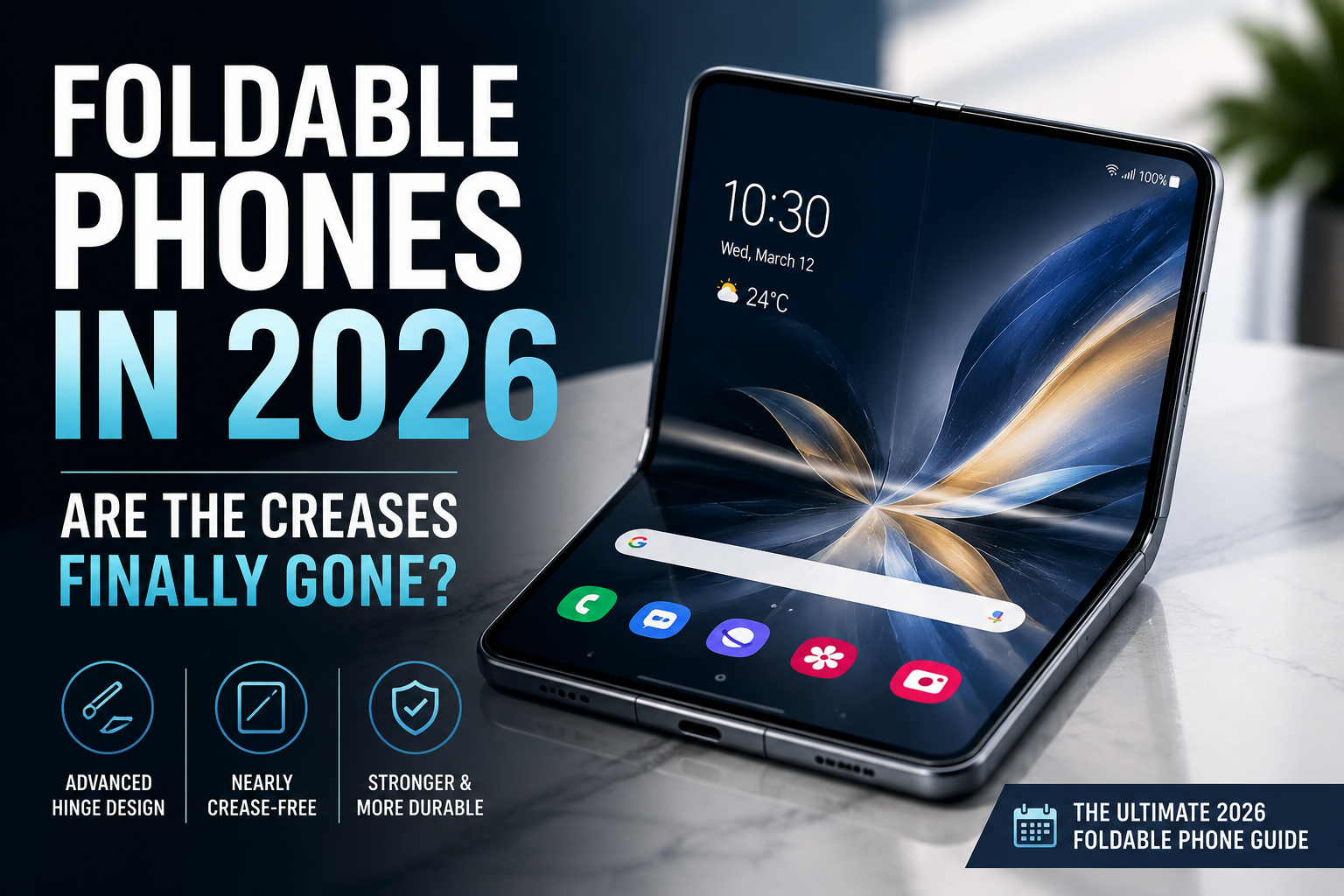 Foldable Phones in 2026 with Nearly Invisible Display Creases and Advanced Hinge Technology