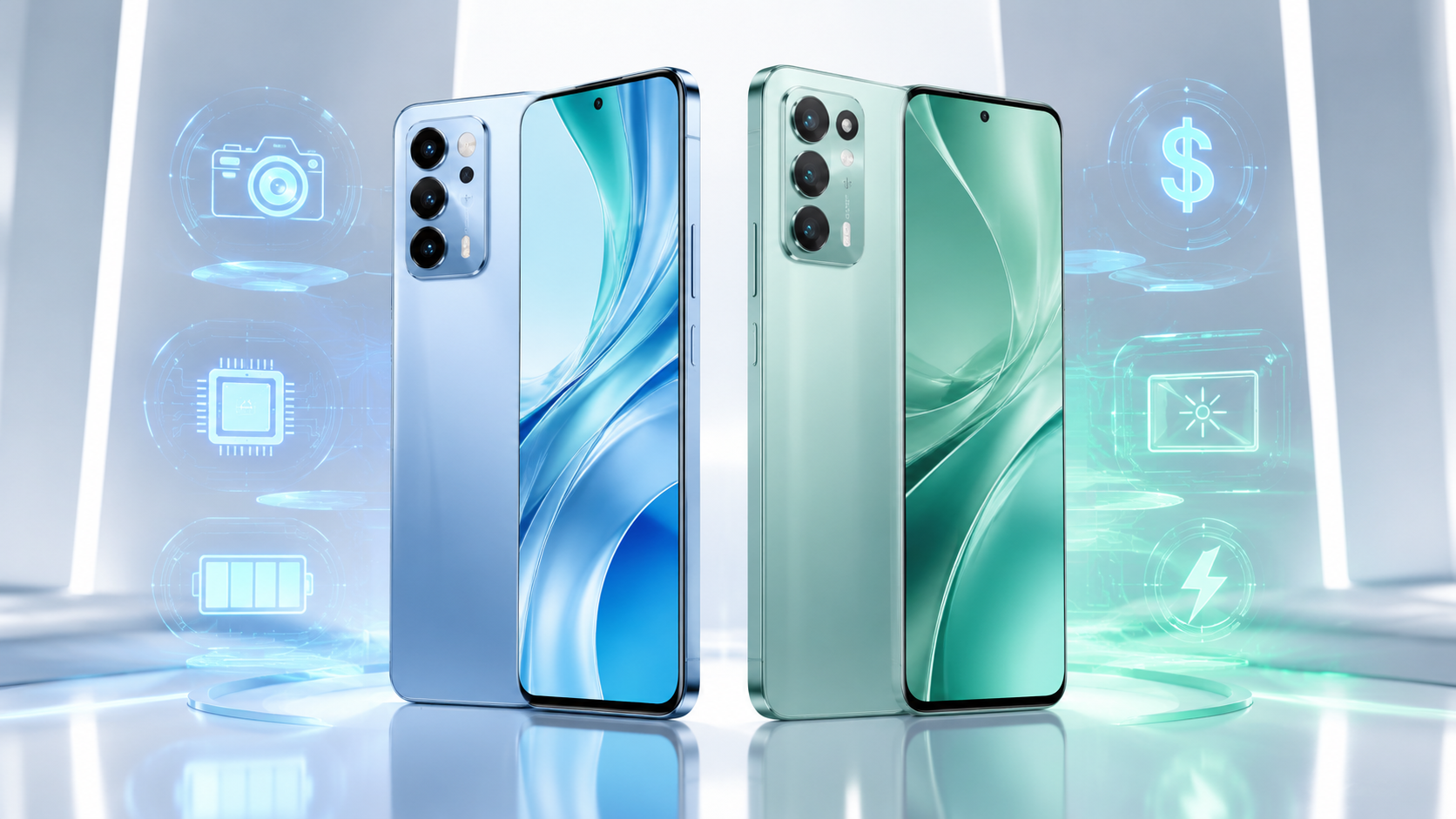 OPPO Reno 16 vs Reno 16c smartphone comparison showing design and feature differences.