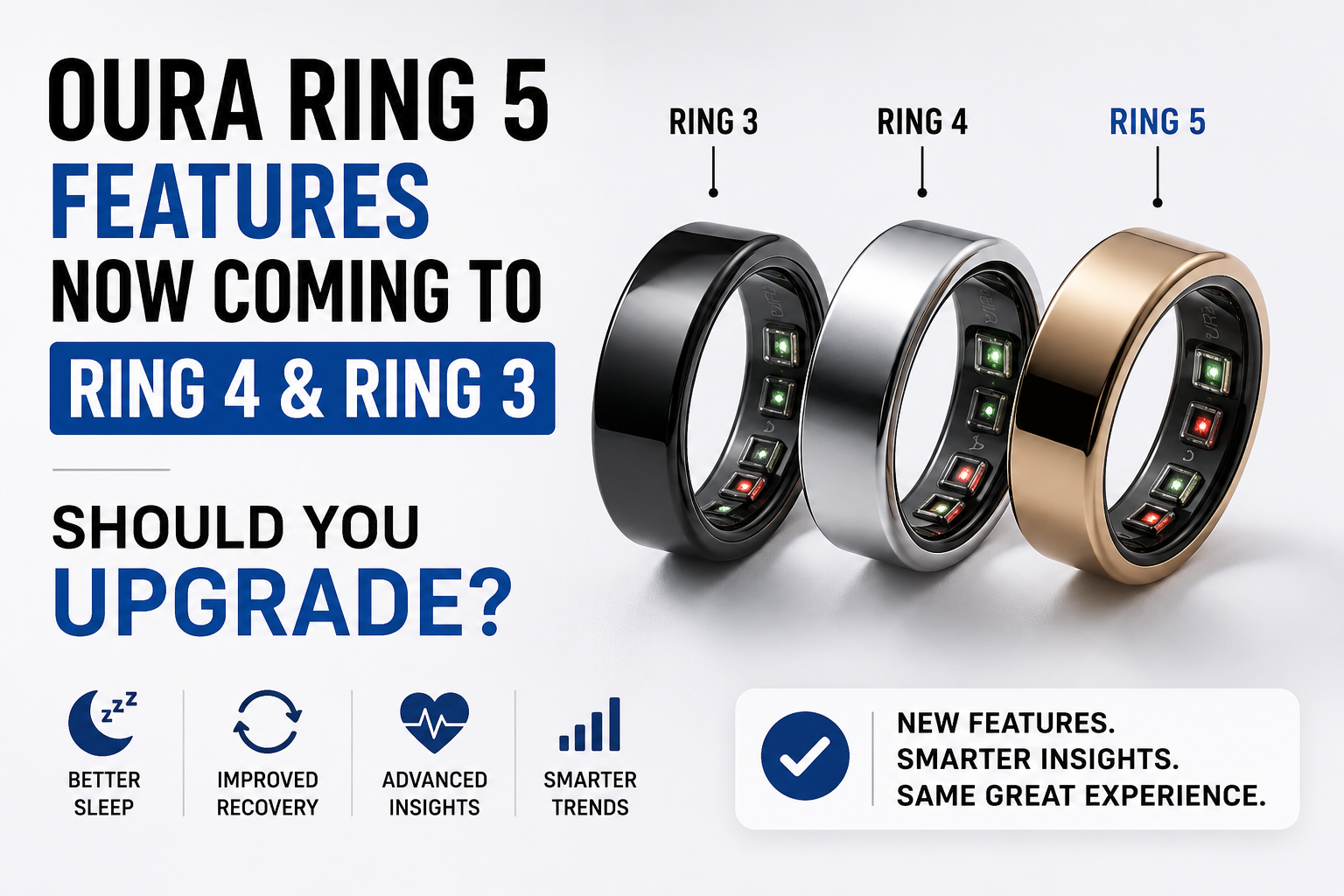 Oura Ring 5 features now available on Ring 4 and Ring 3 comparison