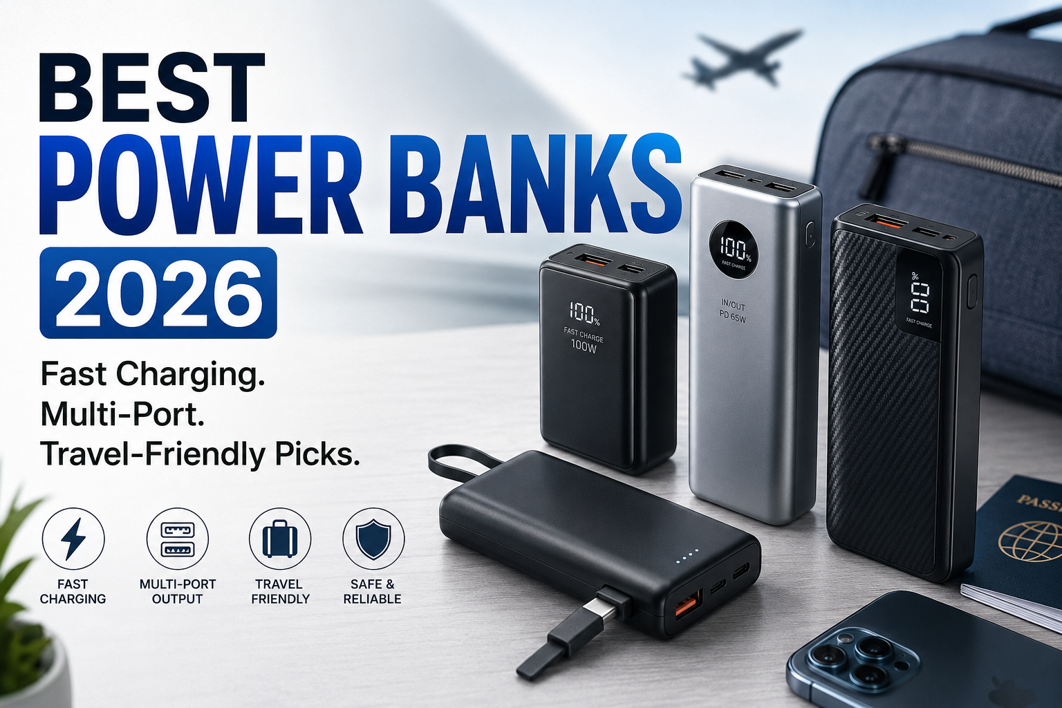 Best Power Banks 2026 featuring fast charging, multi-port USB-C portable chargers for travel and everyday use