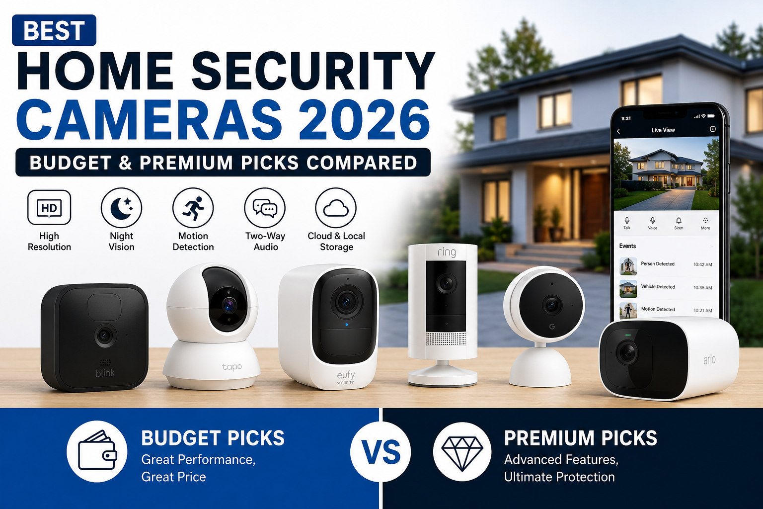 Best Home Security Cameras 2026 – Budget & Premium Smart Security Camera Comparison