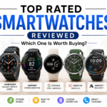 Top rated smartwatches displayed side by side including premium, fitness, and budget models.