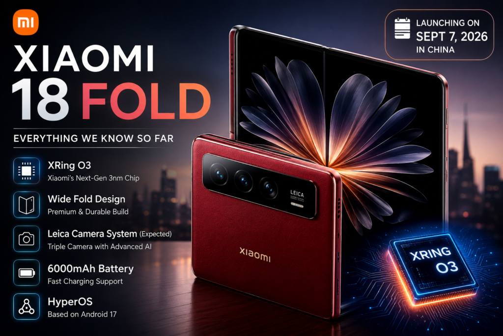 Xiaomi 18 Fold foldable smartphone with XRing O3 processor and premium foldable design