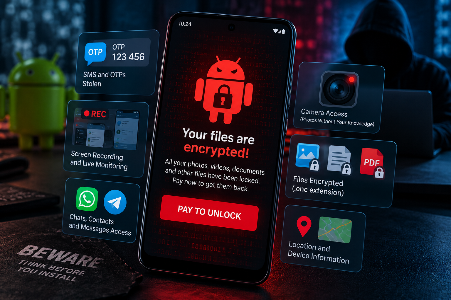 Mantax Otax Android ransomware and spyware threat