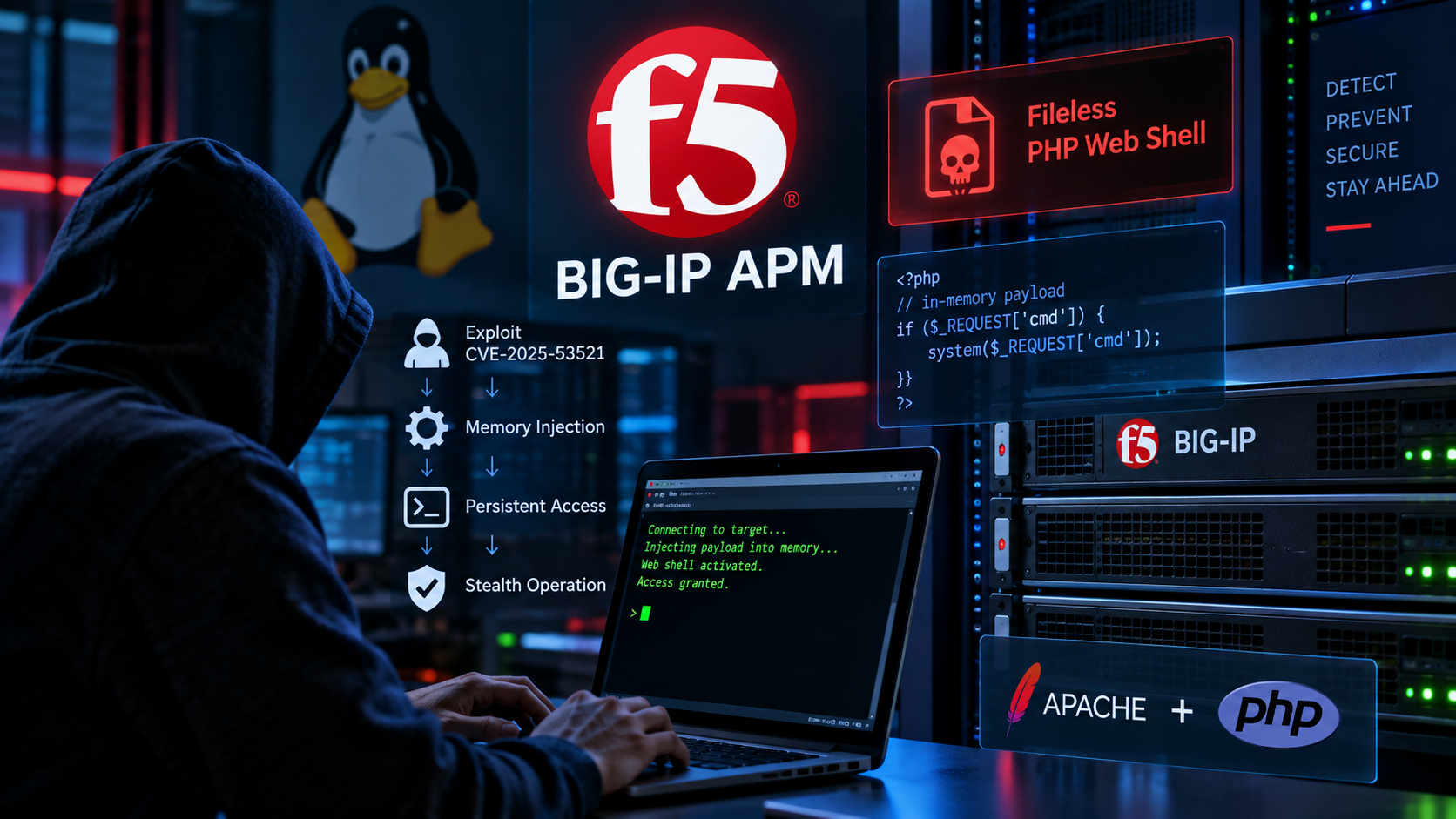 Linux Rootkit F5 BIG-IP APM fileless PHP web shell attack