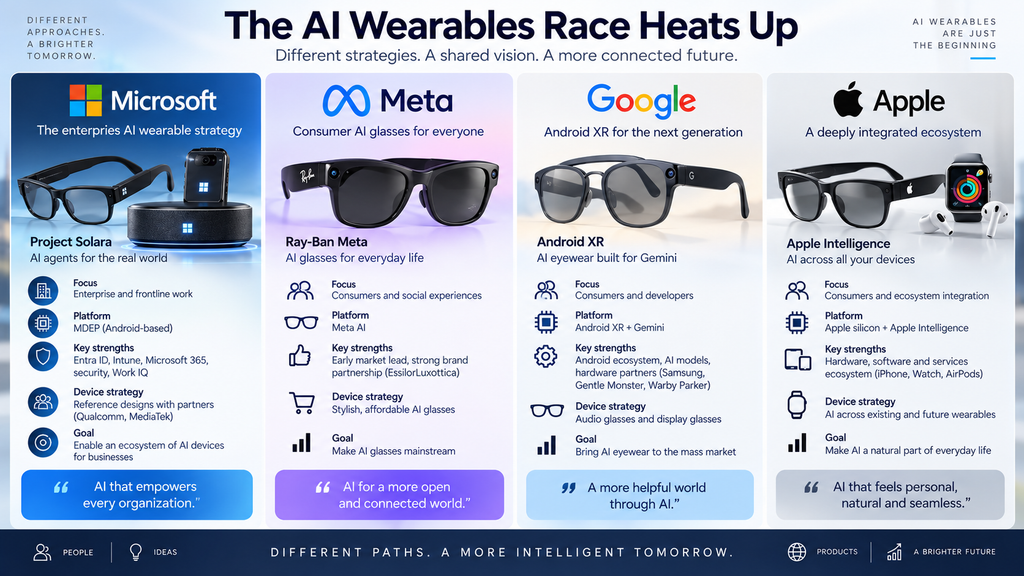 Microsoft versus Meta Google and Apple AI wearable strategy